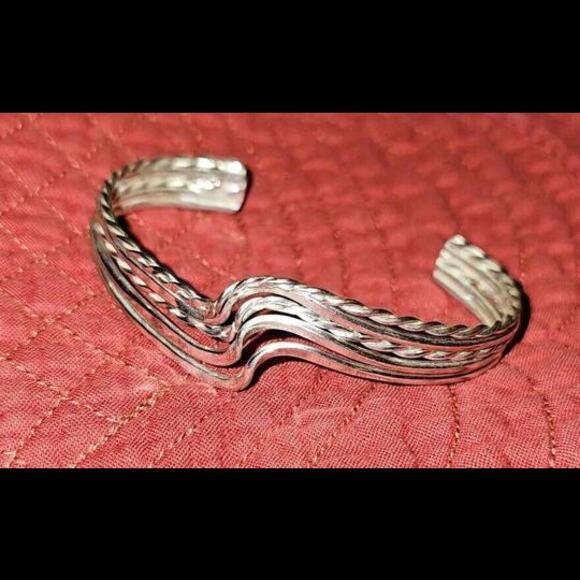 Vintage Signed 925 MEXICO  Braided CUFF BRACELET 6.5" Untested - Picture 7 of 7